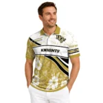 Ucf Knights Polo Shirt Personalized Floral Angles Gold White Best Selling