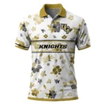 Ucf Knights Polo Shirt Personalized Floral Pinstripe Gold White Best Selling