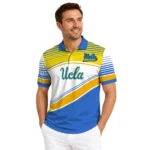 Ucla Bruins Polo Shirt Custom Slanted Stripes Blue White Best Selling