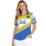 Ucla Bruins Polo Shirt Custom Slanted Stripes Blue White Best Selling