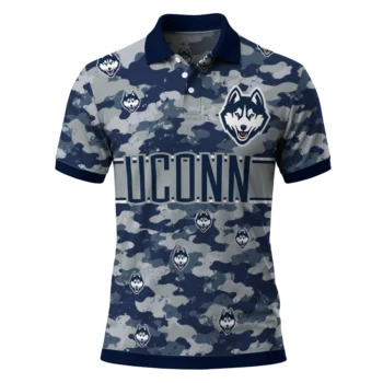 Uconn Huskies Polo Shirt Personalized Camo Band Blue Best Selling