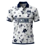 Uconn Huskies Polo Shirt Personalized Floral Pinstripe Blue White Best Selling