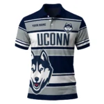 Uconn Huskies Polo Shirt Personalized Horizontal Blocks Blue Best Selling