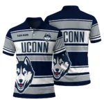 Uconn Huskies Polo Shirt Personalized Horizontal Blocks Blue Best Selling