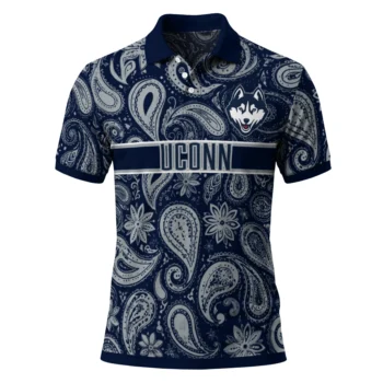 Uconn Huskies Polo Shirt Personalized Paisley Band Blue Best Selling