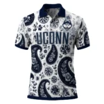 Uconn Huskies Polo Shirt Personalized Paisley Florals Blue White Best Selling
