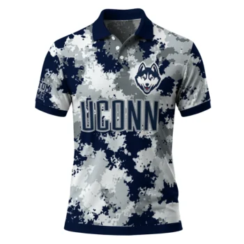 Uconn Huskies Polo Shirt Personalized Pixel Camo Blue Best Selling