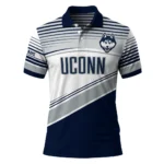Uconn Huskies Polo Shirt Personalized Slanted Stripes Blue White Best Selling
