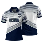 Uconn Huskies Polo Shirt Personalized Slanted Stripes Blue White Best Selling