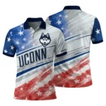 Uconn Huskies Polo Shirt Personalized Star Stripes Red Blue Best Selling