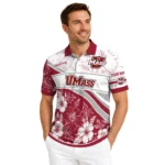 Umass Minutemen Polo Shirt Custom Floral Angles Red White Best Selling