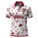 Umass Minutemen Polo Shirt Custom Floral Pinstripe Red White Best Selling