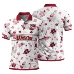 Umass Minutemen Polo Shirt Custom Floral Pinstripe Red White Best Selling