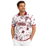Umass Minutemen Polo Shirt Custom Floral Pinstripe Red White Best Selling