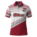 Umass Minutemen Polo Shirt Custom Slanted Stripes Red White Best Selling