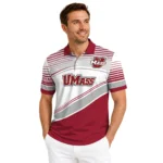 Umass Minutemen Polo Shirt Custom Slanted Stripes Red White Best Selling