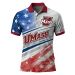 Umass Minutemen Polo Shirt Custom Star Stripes Red Blue Best Selling