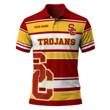 Usc Trojans Polo Shirt Customized Horizontal Blocks Red Best Selling
