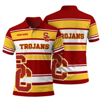 Usc Trojans Polo Shirt Customized Horizontal Blocks Red Fashion Forward