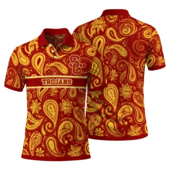 Usc Trojans Polo Shirt Customized Paisley Band Red Fashion Forward
