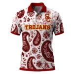 Usc Trojans Polo Shirt Customized Paisley Florals Red White Best Selling