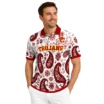 Usc Trojans Polo Shirt Customized Paisley Florals Red White Best Selling