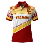 Usc Trojans Polo Shirt Customized Slanted Stripes Red White Best Selling