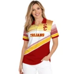 Usc Trojans Polo Shirt Customized Slanted Stripes Red White Best Selling