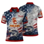 Usc Trojans Polo Shirt Customized Star Brushstrokes Red Blue Best Selling