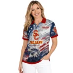 Usc Trojans Polo Shirt Customized Star Brushstrokes Red Blue Best Selling