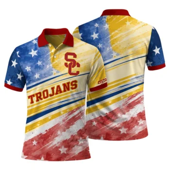 Usc Trojans Polo Shirt Customized Star Stripes Red Blue Fashion Forward
