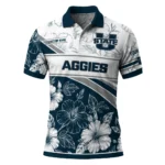 Utah State Aggies Polo Shirt Customized Floral Angles Navy White Best Selling