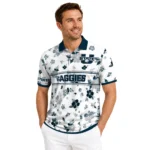 Utah State Aggies Polo Shirt Customized Floral Pinstripe Navy White Best Selling