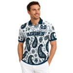 Utah State Aggies Polo Shirt Customized Paisley Florals Navy White Best Selling