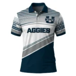 Utah State Aggies Polo Shirt Customized Slanted Stripes Navy White Best Selling