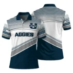 Utah State Aggies Polo Shirt Customized Slanted Stripes Navy White Best Selling