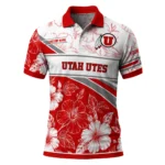 Utah Utes Polo Shirt Personalized Floral Angles Red White Best Selling