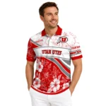 Utah Utes Polo Shirt Personalized Floral Angles Red White Best Selling