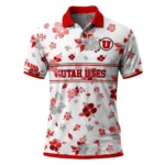 Utah Utes Polo Shirt Personalized Floral Pinstripe Red White Best Selling