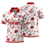 Utah Utes Polo Shirt Personalized Floral Pinstripe Red White Best Selling