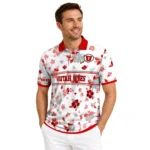 Utah Utes Polo Shirt Personalized Floral Pinstripe Red White Best Selling