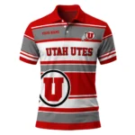 Utah Utes Polo Shirt Personalized Horizontal Blocks Red Best Selling