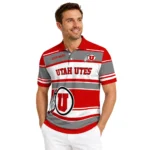 Utah Utes Polo Shirt Personalized Horizontal Blocks Red Best Selling