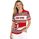 Utah Utes Polo Shirt Personalized Horizontal Blocks Red Best Selling
