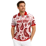 Utah Utes Polo Shirt Personalized Paisley Florals Red White Best Selling