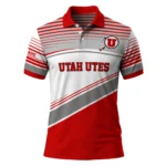 Utah Utes Polo Shirt Personalized Slanted Stripes Red White Best Selling