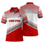 Utah Utes Polo Shirt Personalized Slanted Stripes Red White Best Selling