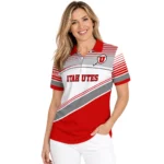 Utah Utes Polo Shirt Personalized Slanted Stripes Red White Best Selling