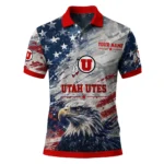 Utah Utes Polo Shirt Personalized Star Brushstrokes Red Blue Best Selling