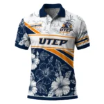 Utep Miners Polo Shirt Customized Floral Angles Blue White Best Selling